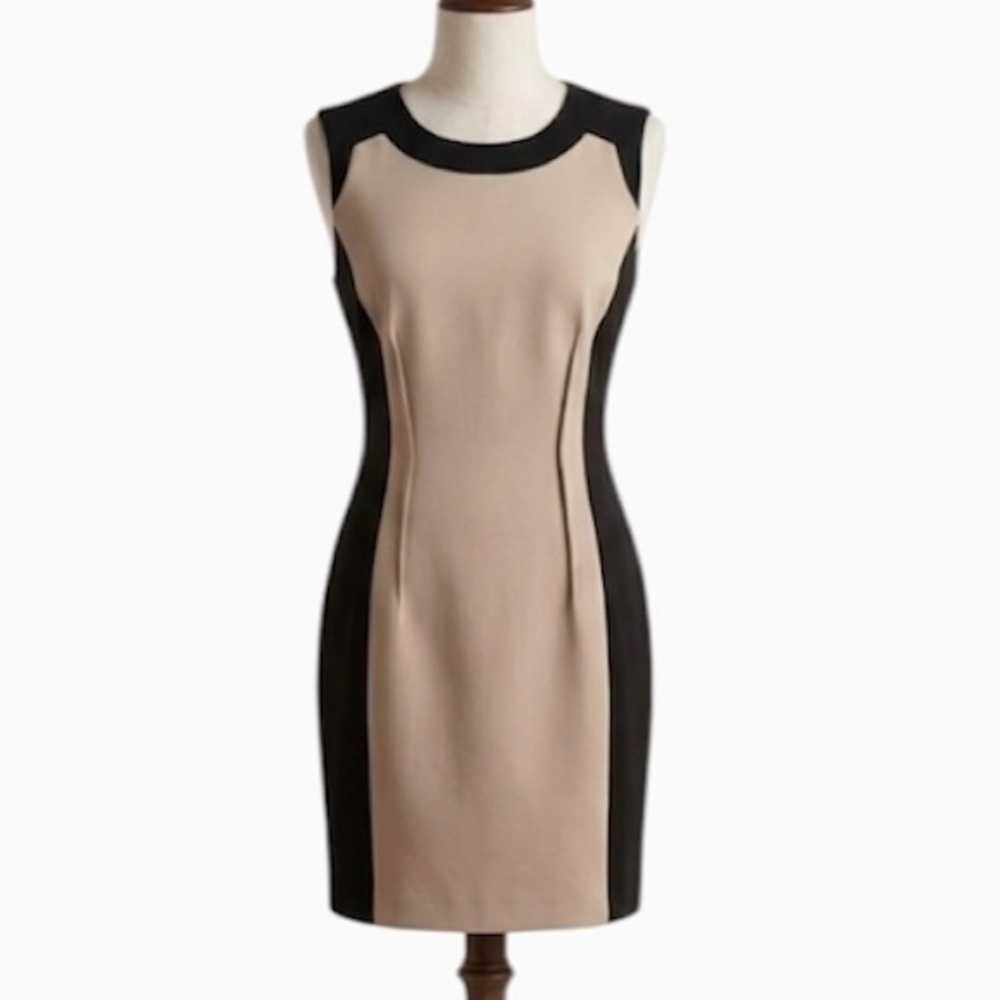 Calvin Klein Beige Black Color Block Sheath dress size 8